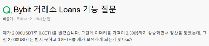 Bybit Loans 청산 되는 경우