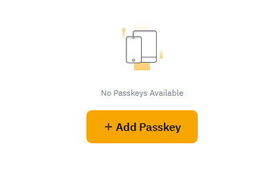 BYBIT Passkey 생성 화면, ‘No Passkeys Available’ 메시지와 함께 + Add Passkey 버튼이 표시됨
